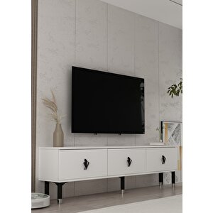 1371tv180dd-32 Tv Sehpasi Beyaz-Siyah Gümüş Siyah - Gümüş