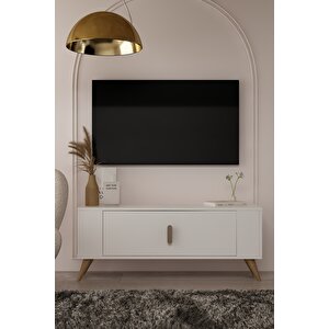 1373dd Retro-64 Tv Sehpasi Beyaz-Safirmeşe Beyaz-Safirmeşe