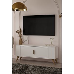 1373dd Retro-64 Tv Sehpasi Beyaz-Safirmeşe Beyaz-Safirmeşe