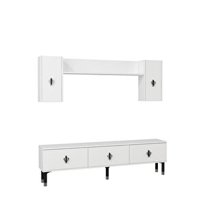 1369tv180dd-32 Tv Sehpasi,tv Üni̇tesi̇ Beyaz-Siyah Gümüş