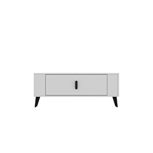 1373dd Retro-64 Tv Sehpasi Beyaz-Siyah Beyaz-Siyah