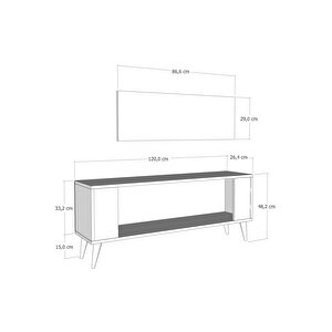 1373dd Retro-64 Tv Sehpasi Beyaz-Siyah