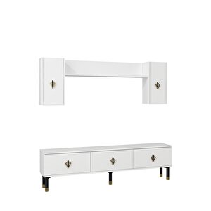 1369tv180dd-32 Tv Sehpasi,tv Üni̇tesi̇ Beyaz-Siyah Altın