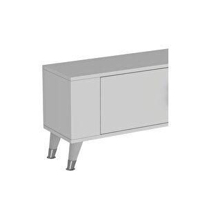 1374dd Retro-64 Tv Sehpasi Beyaz-Gümüş