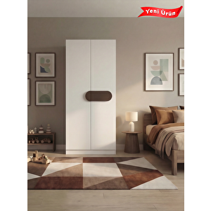 Focus 2 Kapak 2 Çekmeceli̇ Led Askili Dolap, Kahverengi̇