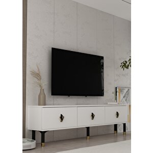 1371tv180dd-32 Tv Sehpasi Beyaz-Siyah Altın Siyah-Altın