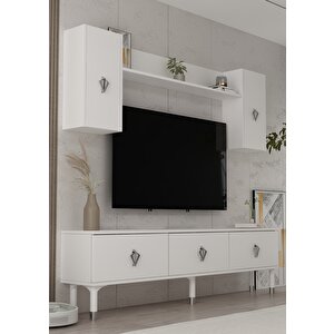 1369tv180dd-32 Tv Sehpasi,tv Üni̇tesi̇ Beyaz-Gümüş Beyaz-Gümüş