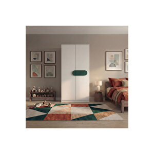 Focus 2 Kapak 2 Çekmeceli̇ Led Askili Dolap, Koyu Yeşi̇l Koyu Yeşil