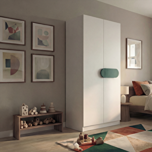 Focus 2 Kapak 2 Çekmeceli̇ Led Askili Dolap, Koyu Yeşi̇l