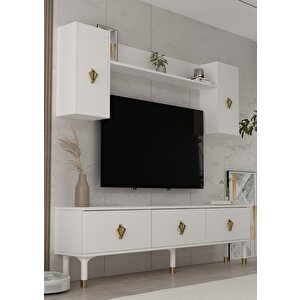 1369tv180dd-32 Tv Sehpasi,tv Üni̇tesi̇ Beyaz-Altın Beyaz-Altın