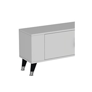 1374dd Retro-64 Tv Sehpasi Beyaz-Siyah Gümüş