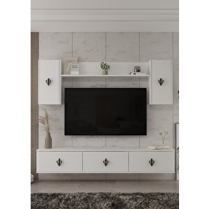 1370tv180dd-32 Duvara Montaj Tv Sehpasi, Tv Üni̇tesi̇ Beyaz-Siyah Altın Siyah-Altın