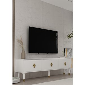 1371tv180dd-32 Tv Sehpasi Beyaz-Altın Beyaz-Altın