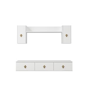 1370tv180dd-32 Duvara Montaj Tv Sehpasi, Tv Üni̇tesi̇ Beyaz-Altın Beyaz-Altın