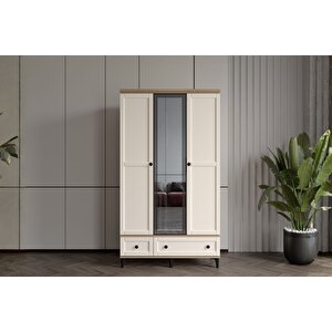 Duns Walnut 3 Kapılı Camlı Gardırop