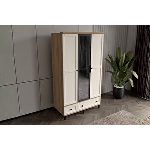 Duns Walnut 3 Kapılı Camlı Gardırop
