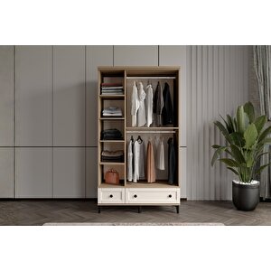 Duns Walnut 3 Kapılı Camlı Gardırop