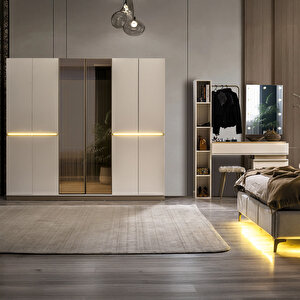 Edsy Home Alfa 6 Kapaklı Aynalı Mdf Gardırop