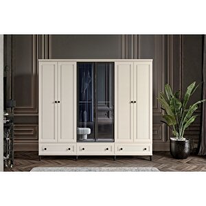 Zare Moon 6 Kapılı Camlı Gardırop