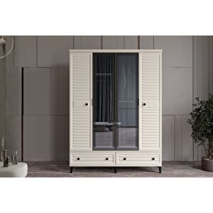 Risk Moon 4 Kapılı Camlı Gardırop