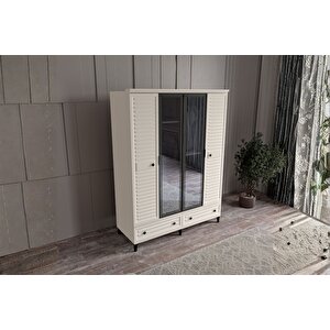 Risk Moon 4 Kapılı Camlı Gardırop