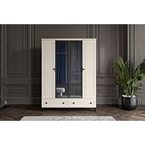 Zare Moon 4 Kapılı Camlı Gardırop