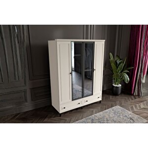 Zare Moon 4 Kapılı Camlı Gardırop