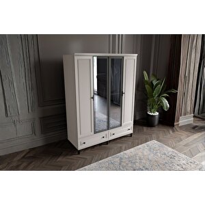 Zare Sand 4 Kapılı Camlı Gardırop