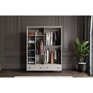 Zare Sand 4 Kapılı Camlı Gardırop