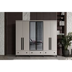 Arona 6 Kapılı Camlı Gardırop
