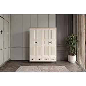 Merz Walnut 4 Kapılı Gardırop