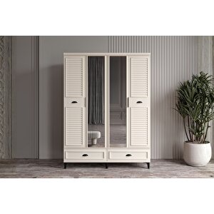 Char Moon 4 Kapılı Aynalı Gardırop