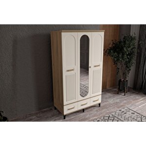 Hima Walnut 3 Kapılı Aynalı Gardırop