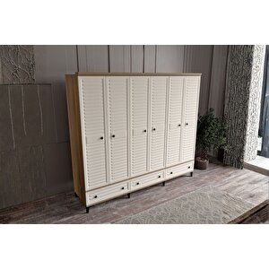 Risk Walnut 6 Kapılı Gardırop