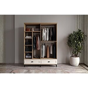 Char Walnut 4 Kapılı Aynalı Gardırop