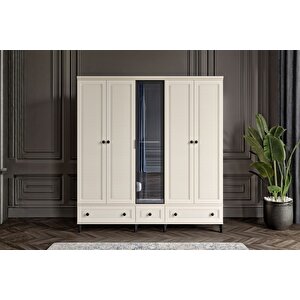 Zare Moon 5 Kapılı Camlı Gardırop