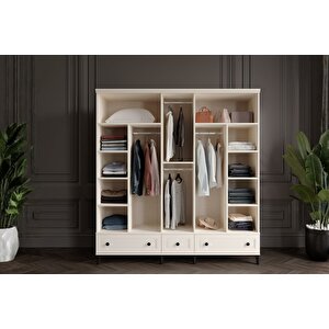 Zare Moon 5 Kapılı Camlı Gardırop