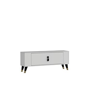 1374dd Retro-64 Tv Sehpasi Beyaz-Siyah