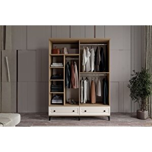 Risk Walnut 4 Kapılı Camlı Gardırop