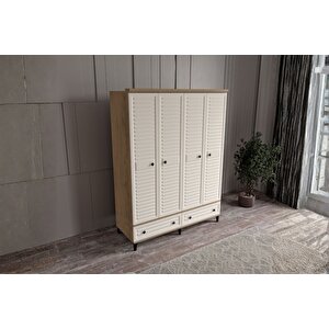 Risk Walnut 4 Kapılı Gardırop