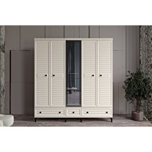 Risk Moon 5 Kapılı Camlı Gardırop