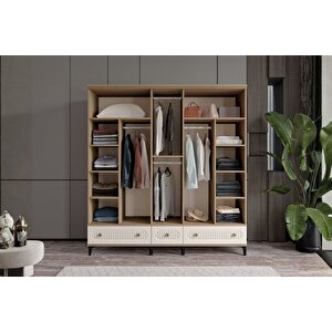 Cast Walnut 5 Kapılı Aynalı Gardırop