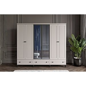 Zare Sand 6 Kapılı Camlı Gardırop