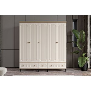Cast Walnut 5 Kapılı Gardırop