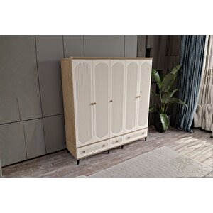 Cast Walnut 5 Kapılı Gardırop