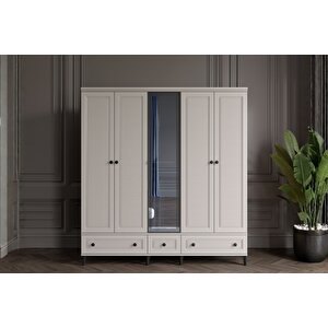 Zare Sand 5 Kapılı Camlı Gardırop