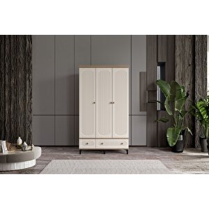 Cast Walnut 3 Kapılı Gardırop