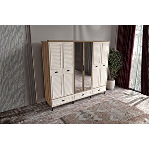 Char Walnut 6 Kapılı Aynalı Gardırop