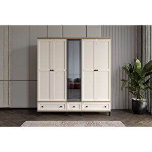 Duns Walnut 5 Kapılı Camlı Gardırop