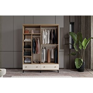 Cast Walnut 4 Kapılı Aynalı Gardırop